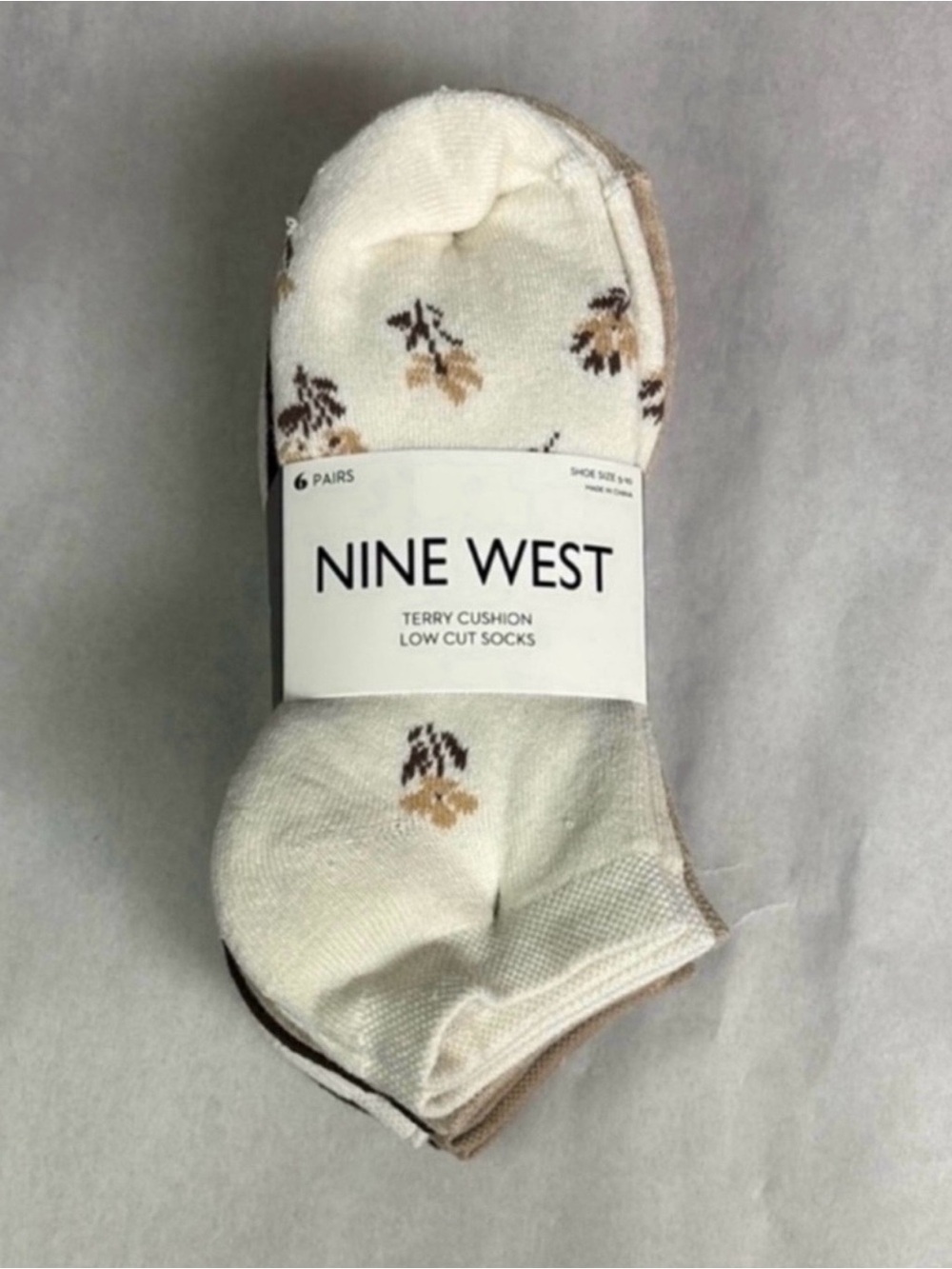 New Nine West Socks Women’s 6 Pair Multicolor Floral Terry Cushion Low Cut Socks